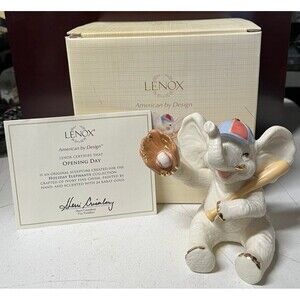 Lenox "Opening Day" Baseball Elephant Figurine w/24K Gold Accents NEW IN BOX